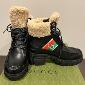 Gucci x North Face Ankle-High Leather Lace-Up Boots for Women